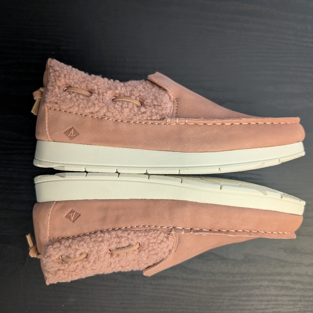 Sperry Women’s Moc-Sider Rose Leather Teddy Hybrid Boat Shoe M7 NIB - Picture 8 of 13